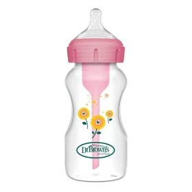 Dr Browns Natural Flow Options+ Anti-Colic Wide Neck 0m+ Μπιμπερό Πλαστικό με Φαρδύ Λαιμό Ροζ 270ml WB91801