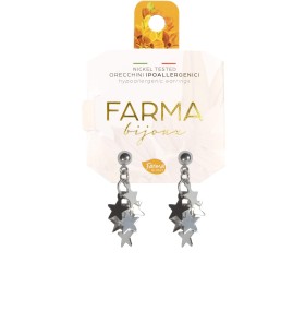 Farma Bijoux Υποαλλεργικά Σκουλαρίκια Μενταγιόν με Ασημί Αστέρια 20mm BE175C35