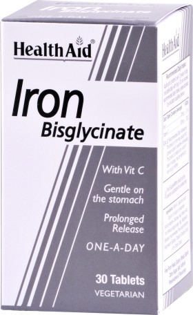 Health Aid Iron Bisglycinate Δισγλυκινικός Σίδηρος 30mg 30tabs