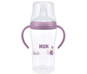 Nuk Cup Εκπαιδευτικό Μπιμπερό Πλαστικό με Λαβές Ιπποπόταμος Ροζ 6m+ 260ml 10.216.312