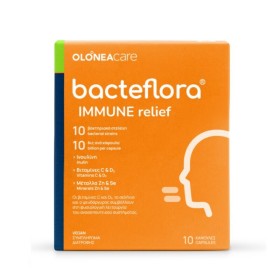 Olonea Bacteflora Immune Relief Φόρμουλα για την Ενίσχυση του Ανοσοποιητικού με Προβιοτικά και Πρεβιοτικά 10 φυτικές κάψουλες