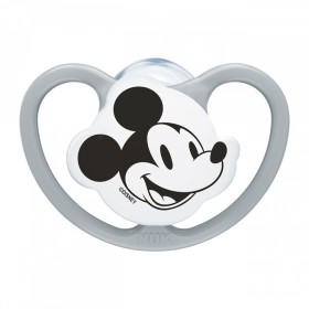 Nuk Πιπίλα Σιλικόνης Space Mickey & Minnie 0-6m με Θήκη Γκρι 10.175.369