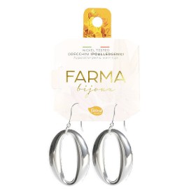 Farma Bijoux Υποαλλεργικά Σκουλαρίκια Ασημένιο Οβάλ 45mm PS01