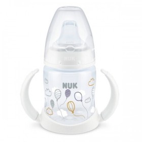 Nuk Εκπαιδευτικό Μπιμπερό με Λαβές First Choice 6m+ Λευκό με Μπαλόνια 150ml 10.743.943