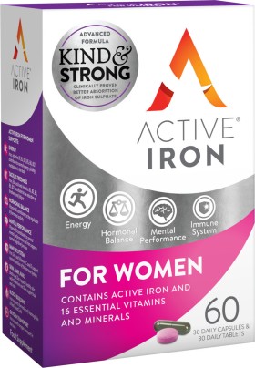 Active Iron For Women Φόρμουλα Σιδήρου και Πολυβιταμινών για Γυναίκες 30caps & 30tabs