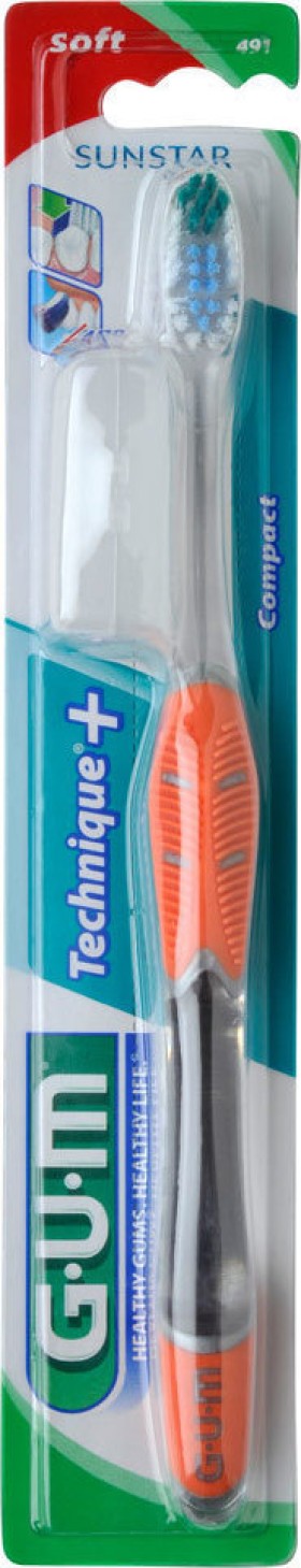 GUM Οδοντόβουρτσα Technique Compact Plus Soft Πορτοκαλί 491