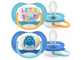 Avent Πιπίλες Σιλικόνης Ultra Air Happy για Αγόρι Lets Play 6-18m 2τμχ SCF080/10
