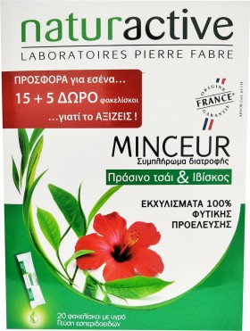 Naturactive Minceur Πράσινο Τσάι & Ιβίσκος για Ενίσχυση στο Αδυνάτισμα 15 + 5 φακελίσκοι