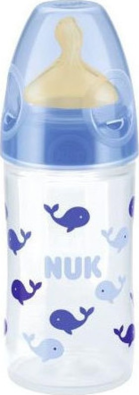 Nuk New Classic Πλαστικό Μπιμπερό PP Θηλή Καουτσούκ Μπλε Φάλαινες 0-6m 150ml 10.743.595
