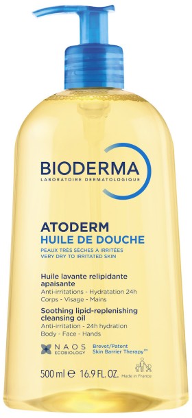 Bioderma Atoderm Huile de douche Ελαιώδες αφρόλουτρο κατά των ερεθισμών για το ευαίσθητο ξηρό προς ατοπικό δέρμα 500ml