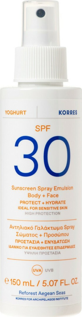 Korres Yoghurt Sunscreen Emulsion Face & Body SPF30 Γαλάκτωμα Σώματος και Προσώπου Σπρέϊ 150ml