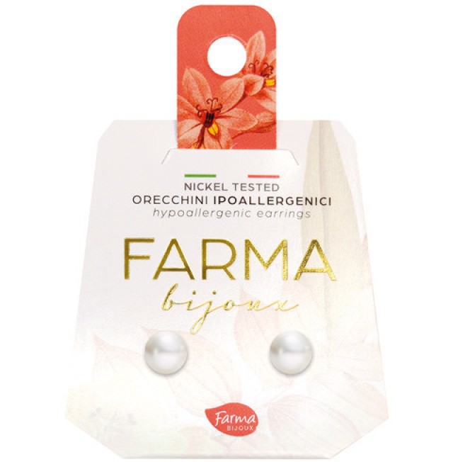 Farma Bijoux Υποαλλεργικά Σκουλαρίκια Λευκές Πέρλες BEPP6C50